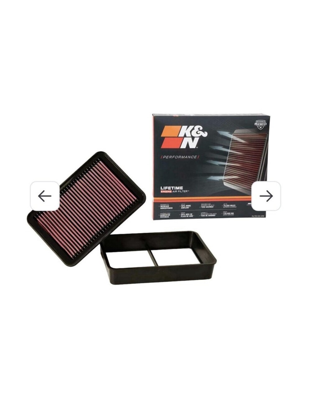 K&N High-Flow Original Lifetime Engine Air Filter: Washable, 33-2392